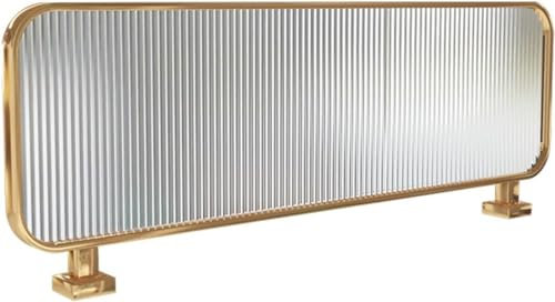 WXF86djl Desktoppartition Trennwände for Essbereiche, Restaurant, dekorative Trennwände, gestreifte Glas-Arbeitsplatten-Trennplatte(Gold-b,30x110cm)