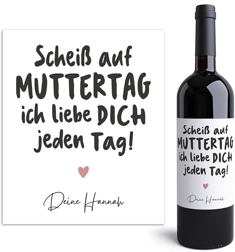 Muttertagsgeschenk für Mama personalisierte Flaschenetiketten Geschenk Wein Etiketten Weinetiketten selbstklebend 2 Stk. | 10x12 cm