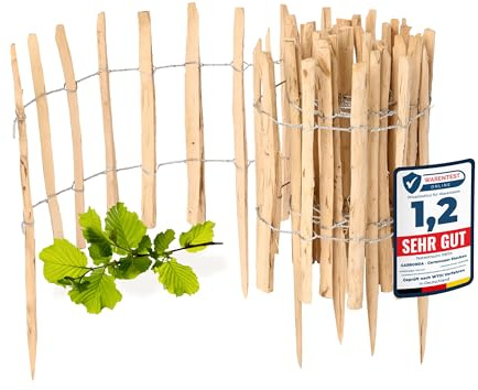 Garronda Cloture Jardin Exterieur à Planter en noisetier, clôture Jardin, clôture Bois, Bordure en Bois, ganivelle de Potager Exterieur GD-0156 Lot de 1 (Écart des Lattes: 3-5 cm, 50 cm x 5m)