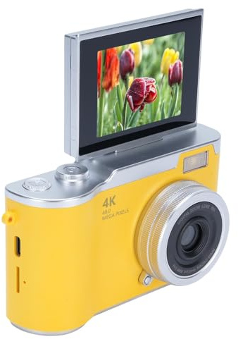 Tbest Cámara de Fotografía Digital 1080p 48MP High Resolution 2.4 Pulgadas HD Display 18x Video de Zoom Electrónico para Viajes Al Aire Libre ABS Compact Compact (Yellow)