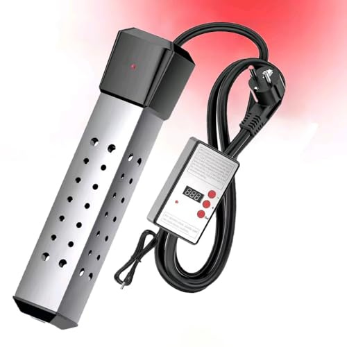 HUTRADE Chauffe-Eau À Immersion 2500W, Chauffe-Eau À Immersion Électrique, Chauffe-Baignoire, Acier Inoxydable 304, avec Minuterie d'Arrêt Automatique pour Piscine Et Baignoire