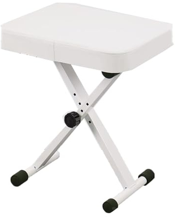Verstellbarer Klavierhocker aus Leder, ergonomische Tastaturbank mit 4 Höheneinstellungen, ideal für Kinder, Jugendliche, Erwachsene und Senioren, stilvolles weißes Design