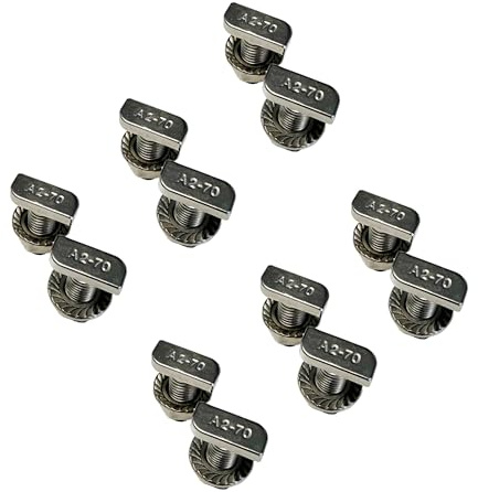 12x Handelskönig Hammerkopfschraube M10 x 25 mm Edelstahl A2-70 mit Sperrzahnmutter Flanschmutter M10 Schraube für PV Solar Montageschienen