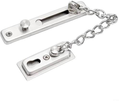 Chiusura a catenella per porta in acciaio inox con catenella saldata temprata per l'apertura controllata della porta e un uso migliorato della sicurezza domestica (spazzolato)