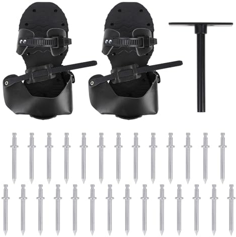 Fukaisu Zapatos Aireadores de Césped con 27 Púas, Zapatos Aireador Jardin con Correa Ajustable y Hebilla a Presión para Patio Jardín y Aireación del Suelo