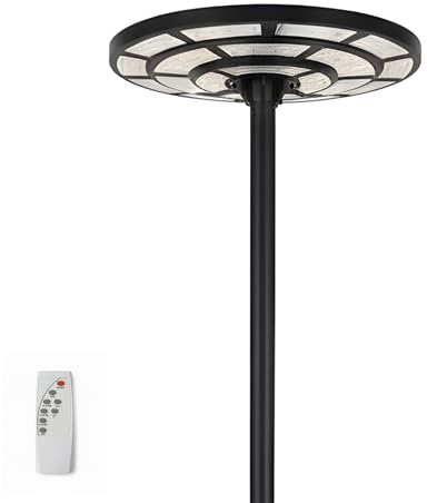 YASTA Lampione Solare LED Esterno 2000W UFO PRO Ø 61cm Luce Fredda 6500k - Faro LED Stradale IP67 360° Illuminazione con Sensore di Movimento e Crepuscolare Per Grandi Aree Giardino Piazzale e Strade