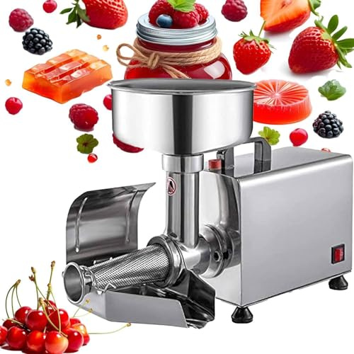 Electric Tomato Strainer with Pure Copper Motor and Stainless Steel Press for Food Milling and Sauce Making