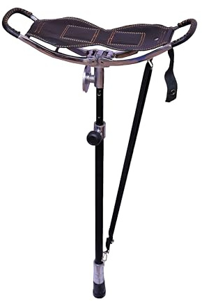 Bâton de chasse en cuir et acier inoxydable fait à la main - Bâton de marche pliable réglable