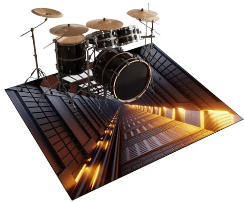 Qesjodfu 230 x 180 cm Schlagzeug Teppich E Drum mit Schallschutz, Schlagzeugteppich Schallschutz rutschfeste Teppich Schalldämmend Antivibrationsmatte Drum Teppich Trommelmatten-Teppich Drumteppich