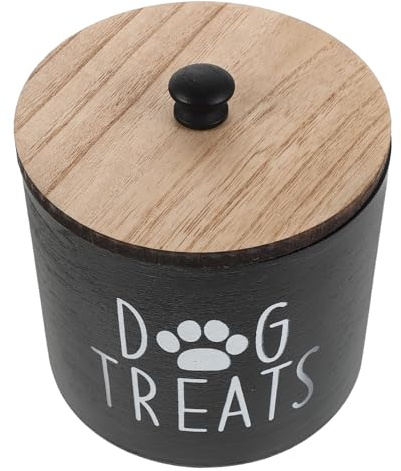 YARNOW Contenitore Grande per Cibo per Cani in Legno con Coperchio Ermetico e Maniglia Portatile – Secchio Decorativo per Alimenti e Snack Animali Domestici – Conservazione Prolungata