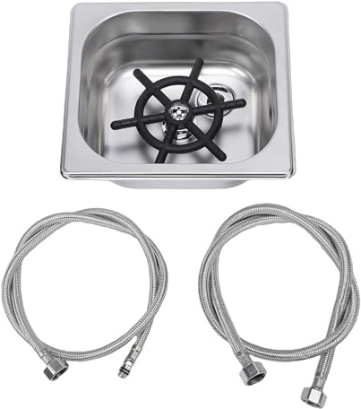 OPPWONG Automatic Pitcher Rinser, Stainless Steel Space Saving Embedded Cup Washer with High Pressure Rinsing, for Home Commercial Use (Silver)