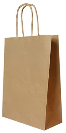 50 Papiertragetaschen mit Kordel - Kordeltragetasche in braun 22+10x28 cm - good4food