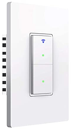 Smart Light Switch, WiFi Smart Double Switch Button, Compatible with Alexa and Google Home, Remote Control with Timing Funtion, No Hub Required,Smart Life APP Provides Control from Anywhere