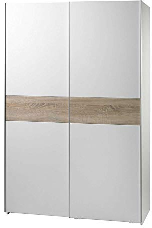 AVANTI TRENDSTORE - Victoria - Armadio ad ante scorrevoli in legno laminato, disponibile in 2 colori diversi. Dimensioni: LAP 125x195x62 cm (Marrone chiaro - bianco)