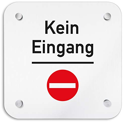 Türschilder24 Aluminium Wandschild 200 x 200 mm • Schild kein Eingang • Hinweisschild - Türschild aus 1,5 mm starkem Aluminium • Inklusive Befestigungsmaterial + Wandmontage
