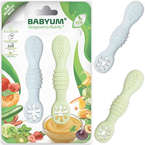 DME BLW - Set di 2 cucchiai da imparare per bambini, 2° età (+4/+6/+12 mesi), ideali per diversificazione alimentare DME BLW, piatti e posate ergonomiche, colore: Rosa