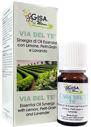Gisa Wellness - Via del Té - Sinergia Inebriante- Con Oli Essenziali 100% Puri e Naturali di Limone - 10ml - Diffusione per Aromaterapia - Made in Italy