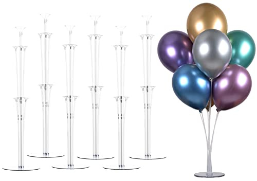 LANGXUN 28 Height Table Balloon Stand Kit for Birthday Party Wedding Decorations, Balloons Arch Kit for Graduation Party and Christmas Balloon Decorations (6 Pack)