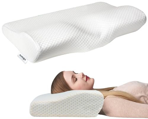 Edihome, Nackenstützkissen, Kopfkissen Nackenschmerzen, 50 x 30 x 10 cm, Nackenkissen, Memory Foam, Orthopädisches Kissen, Ergonomisches, mit doppeltem Baumwollbezug, Hypoallergen