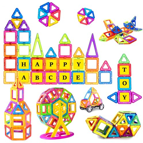 Jokooan Magnetische Bausteine 92Teile Set, Magnetspiel STEM Magnetbausteine, Magnet Montessori Spielzeug Lernspiele Geschenke für 3-8 Jahre Junge Mädchen Bauklötze Kinderspielzeug