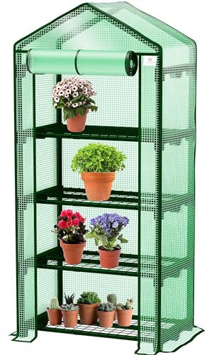 KESSER® Premium serra in foglio Serra a 4 livelli - 69 x 50 x 158 cm Serra a 4 ripiani - balcone da giardino salvaspazio e propagatore di alta qualità Stabile e facile da montare