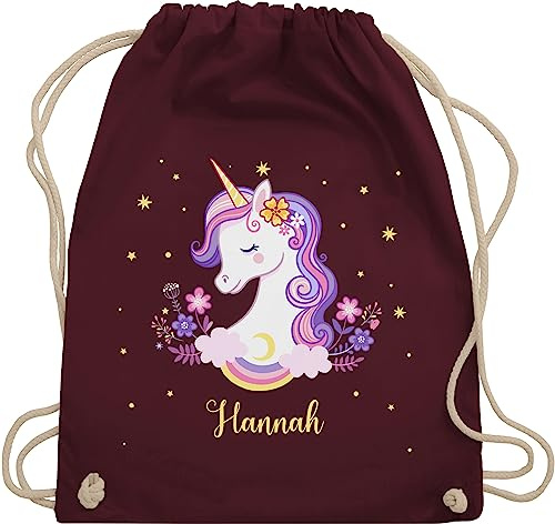 Turnbeutel Rucksack - Einhorn Geschenk Einhörner I Unicorn - Unisize - Bordeauxrot - personalisierte geschenke mädchen einhornrucksack unicorns name beutel wechselbeutel kita kinderturnbeutel