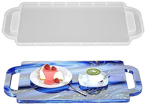 15 Inch Silicone Large Rectangle Fruit Tray With Handles Resin Epoxy Mold,Chopping,Charcuterie Cheese Serving Board Casting Mould Agate Craft Plate Molds DIY