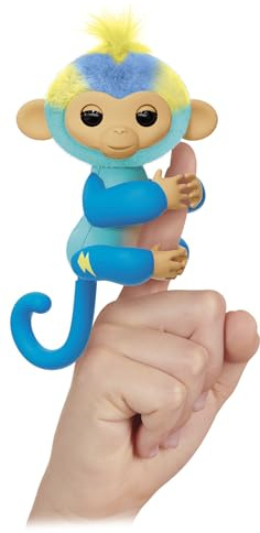 Lansay - FINGERLINGS – Leo – Interaktives Babyaffe blau – Elektronisches Plüschtier für Kinder ab 5 Jahren – Interaktives Tier, das Sich an den Finger hängt – lustige Reaktionen – 70 Töne