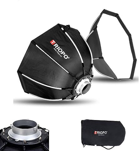 Triopo Softbox 35.4in/90cm Octagon Soft Boxes Quick Release, Bowen Mount Umbrella Fotografía Softbox Modificador Difusor de luz para Bowen Mount Flash Speedlight Speedlite LED Video Light (K2-90)