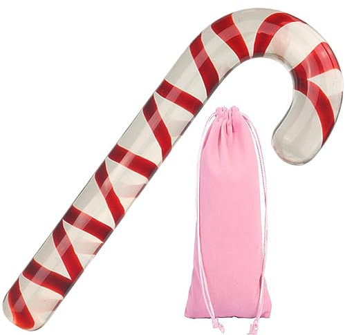 Christmas Crystal Dildo Candy Cane Pleasure Wand Glass Dildo Anal Butt Plug G- Or P-Spot Toy Stimulation Adult