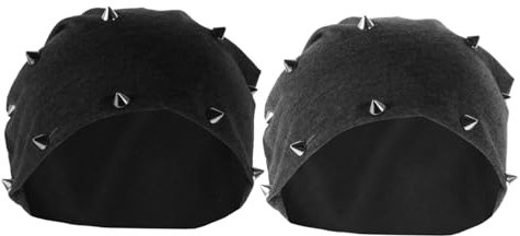 PACKOVE 2st Nieten-mütze Chemo- Hut Dünne Mütze Spike- Hüte Lässige Mütze Strickmütze Für Erwachsene Nietenbesetzte Beanie- Mütze Unisex- Gothic- Mütze Mann Strohhut Baumwollimitat Einfach