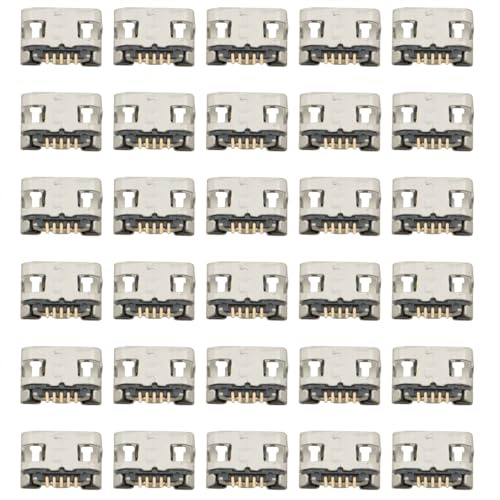 Ruiwaer Lot de 30 connecteurs argentés 5 broches SMD SMT Jack 5 broches Montage PCB Micro B Micro USB femelle SMT Connecteur de données USB Type B Micro Port femelle Prise à souder