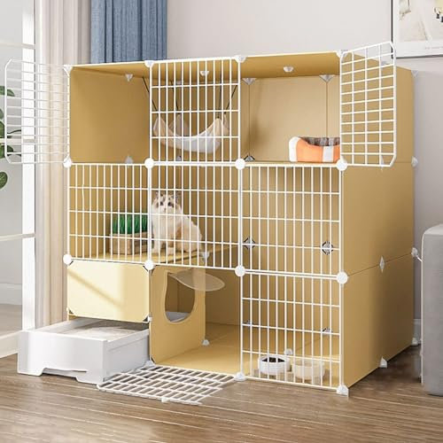 kaninchenställe Katzenlaufstall,Kaninchenstall For Haustiere,Lebensraum For Kleintiere,Großes 3-stöckiges Laufstall Mit Tür Und Geschlossener Katzentoilette,Verwendung For Kätzchen,Hasen, Chinchillas(