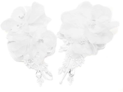 iSpchen Kurze Spitzen-Blumen handschuhe Vintage Spitze Hochzeits handschuhe Strass-Brauthandschuhe fingerlose Blumen handschuhe Handdekoration für Braut Hochzeitskleid Tee Party,Cremefarben