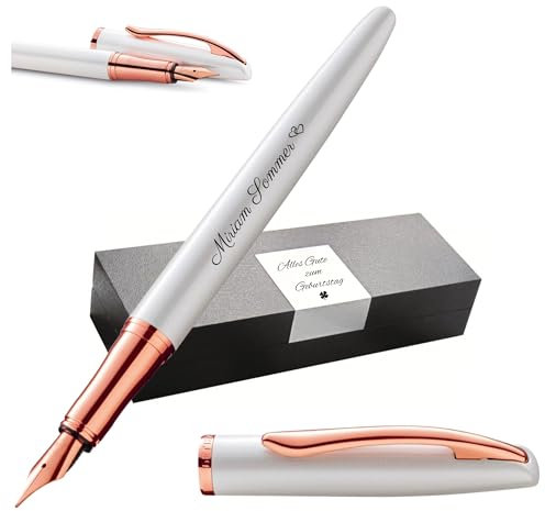 Pelikan Jazz® Noble Elegance P36 Füllhalter mit Gravur Geschenk - einzigartige Stifte mit Namen - personalisierte Geschenke - Füllfederhalter personalisiert (Perlmutt Weiß)