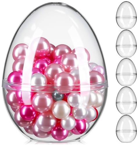 6 de Pascua gigantes rellenables, bolas de plástico transparente que se pueden abrir, gigantes, cajas de galletas, bolas vacías para llenar recuerdos de fiesta,
