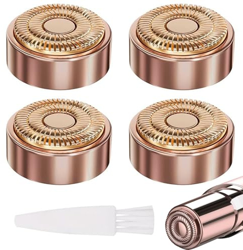 4 Stück Gesichtshaarentferner Ersatzköpfe Kompatible mit Fini-shing Touch Flawless Generación 2 Elektrorasierer für Lippen Kinn Wangen 18-karätigen vergoldeten Scherkopf