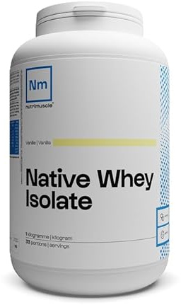 Nutrimuscle Isolat de Whey Native 1 Kg Vanille | Lait Français - Jusqu'à 85% de protéines par dose - Whey Protein - Musculation - Prise de Masse Musculaire