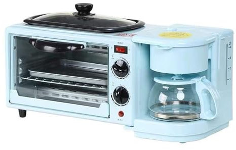 Breakfast Maker Station 3 In 1 Multifunction Machine - Electric Oven, Frying Pan, Mini Toaster, And Sandwich Maker For Easy Morning Meal Prep(Blue)