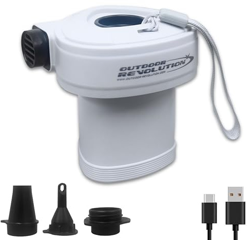 Outdoor Revolution Cyclone Valve Pump for Self Inflating Mattress - USB Rechargeable - Inflation/Deflation Setting - for Air Beds, Swimming Pools, Inflatables & Vacuum Storage Bags