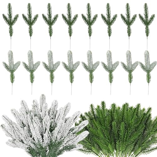 48 Stück Künstliche Kiefernnadeln 24CM Weihnachts Kiefernnadeln Plastik Grün Künstliche Künstliche Kiefernzweige Kiefer Nadel Zweig Tannenzweige für Weihnachten DIY Girlande Heim Garten Wand Dekor