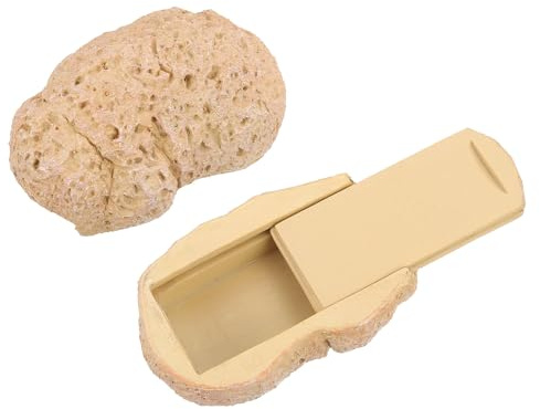 sourcing map Fake Rock Hidden Key Box, Hide a Spare Key Waterproof Key Hider, Key Storage Lock Box Stone for Outside Garden Decoration, Khaki