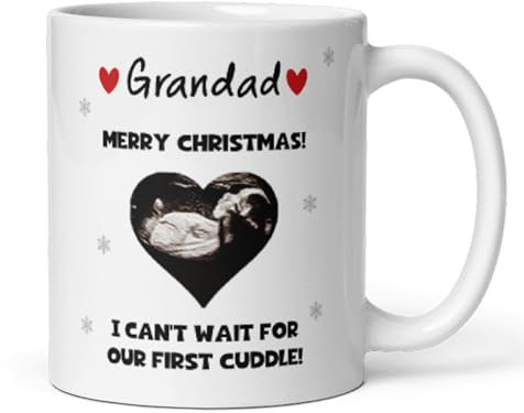 Confidently Quirky - Personalised Grandad Baby Scan Christmas White Mug, Grandad To Be Christmas Gift, Gift From Bump to Grandad, Grandad Christmas From Bump, Baby Scan Gift