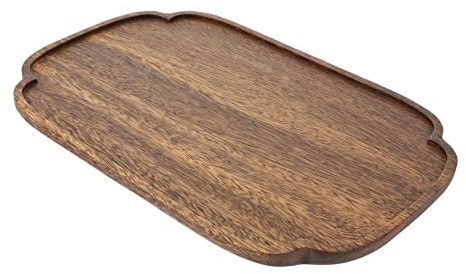 IMIKEYA Plateau Rectangulaire en Bois Marron, Résistant à L'usure, Design Délicat, pour Servir Thé, Café ou Fruits la Maison Hôtel
