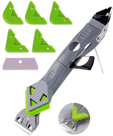 Silicone Remover Tool -7 in 1 Caulking FinishingTool,Caulking Multi Smoothing,Removal Tool With Stainless Head & 5 Silicone Pads, For Kitchen Bathroom Floor Corner. (7 in 1)