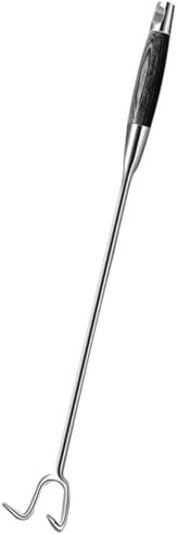 BIUDECO Fleischhaken Edelstahl Mit Holzgriff 50cm Bbq Grillhaken Zum Aufhängen Und Räuchern Von Fleisch Für Grill Und Küche