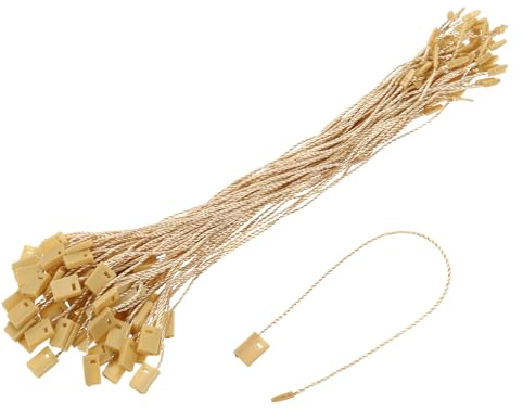 Kvartsman 140 stycken nylon hängande tagg snöre 6,7 tum snap-lock-stift slinga prisskylt-fastsättning plastetikettbindningar för kläder sladd med snöre jordgul