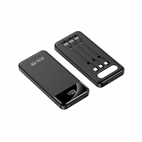 Power Bank 30000mAh, Portable Charger with Built in Cables USB C Powerbank 5 Output& 2 Input with LED Display Flashlight Phone Charger Battery Pack