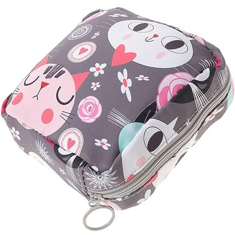 SAFIGLE 2pcs Decorative Period Pouch Compact Sanitary Napkin Bag with Print Multi Purpose Storage for Feminine Hygiene Products Coins Cards Accessory for Women