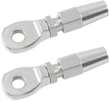 WANGBINGXING Serre Cable Acier Lot de 2 bornes à œil sans écrou for Garde-Corps de câble de 5 mm, for Garde-Corps de terrasse Serre Cable INOX